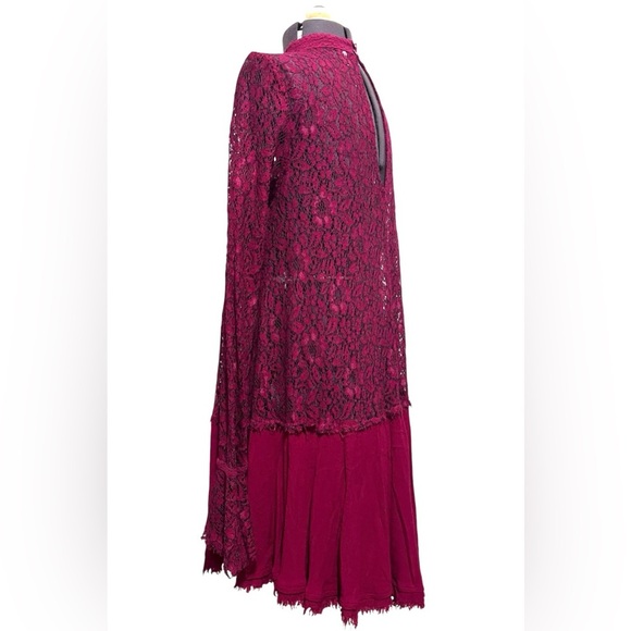 Free People Tell Tale Lace Tunic Dress in Raspberry Size XS - Picture 7 of 14